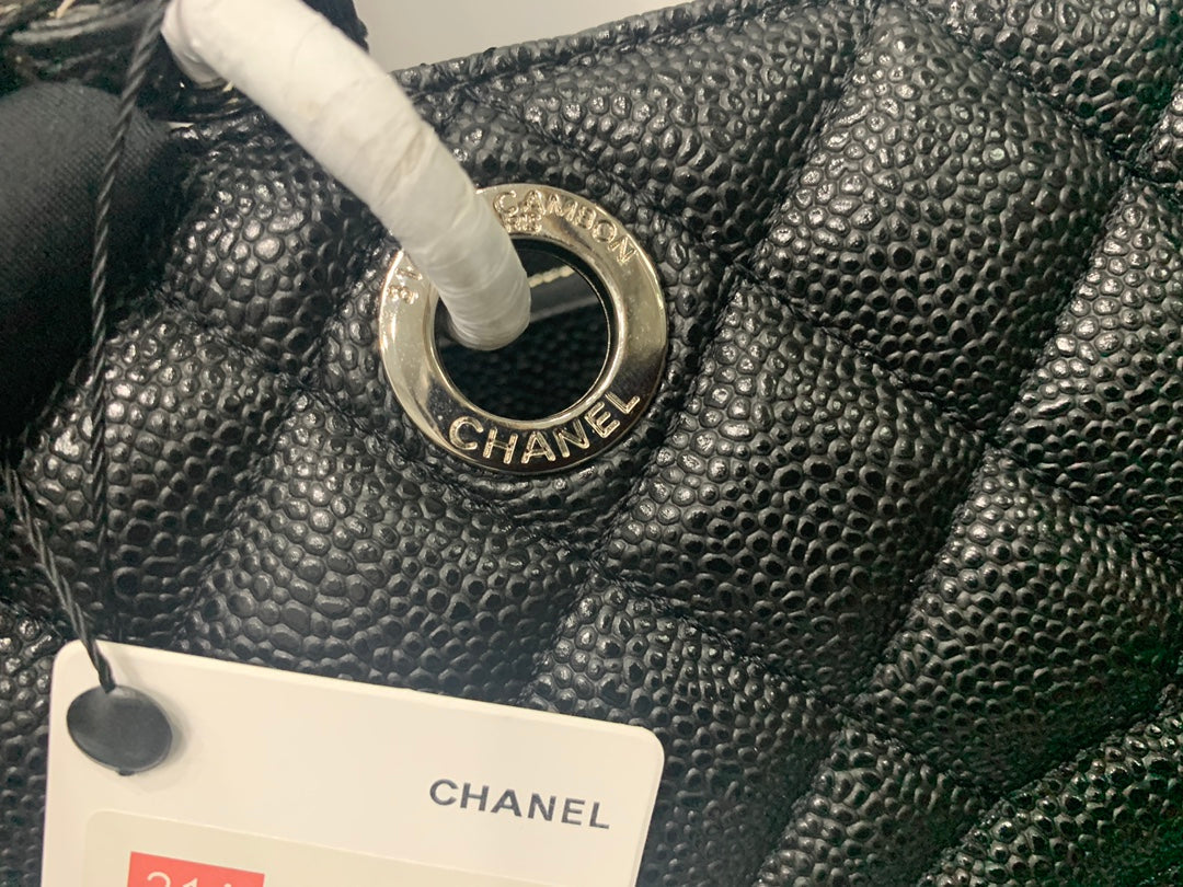 CHANEL 25S MEDALLION TOTE 33 CM IN BLACK CAVIAR WITH SILVER HARDWARE