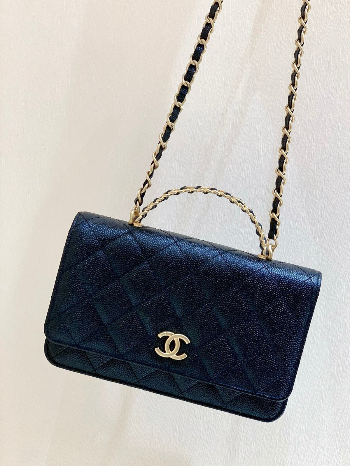 CHANEL 25S BLACK BAG IN 19 CAVIAR LEATHER