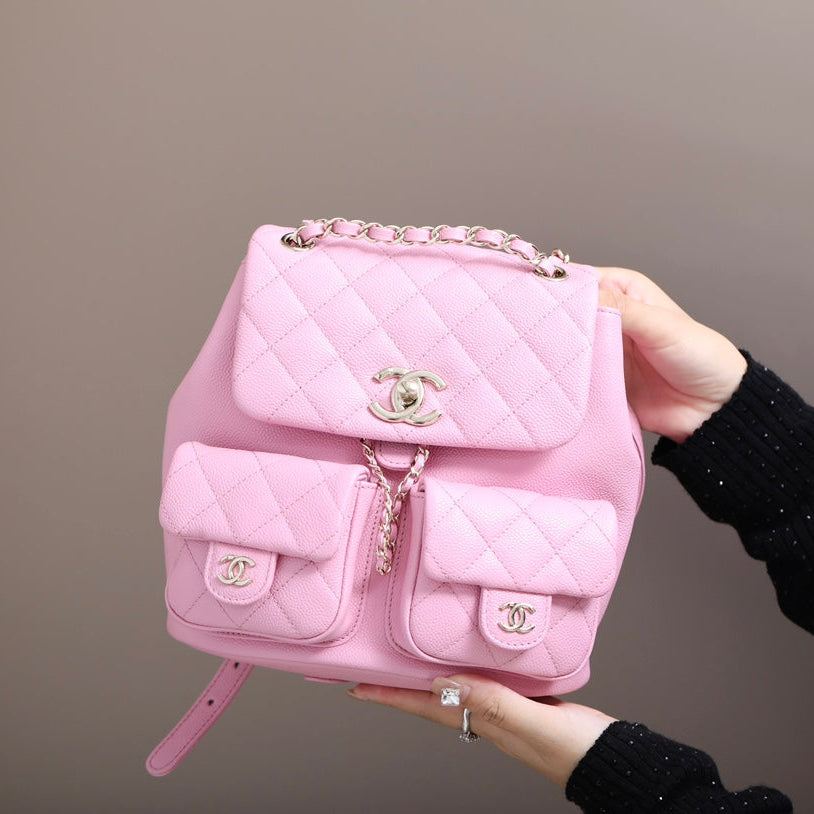CHANEL 25S BACKPACK 21 CM IN LIGHT PINK LAMBSKIN