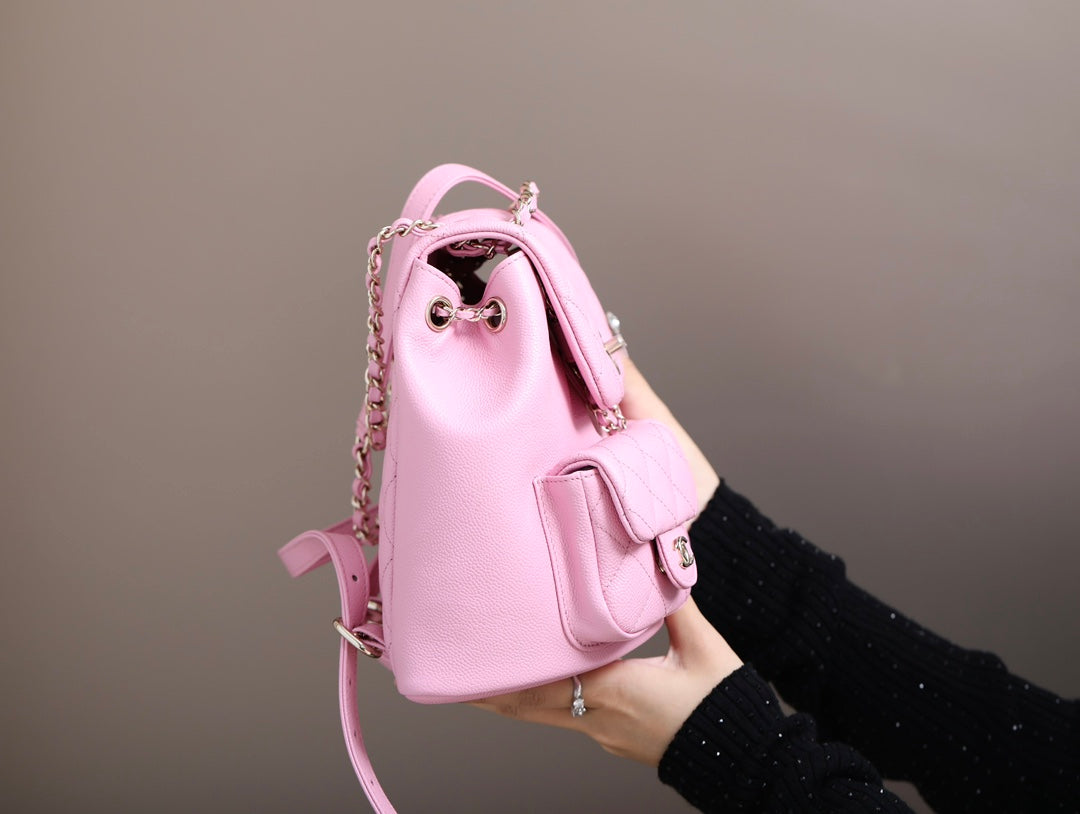 CHANEL 25S BACKPACK 21 CM IN LIGHT PINK LAMBSKIN