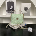 CHANEL 25S COCO CRUSH HANDLE BAG 19 IN LIGHT GREEN CAVIAR LEATHER