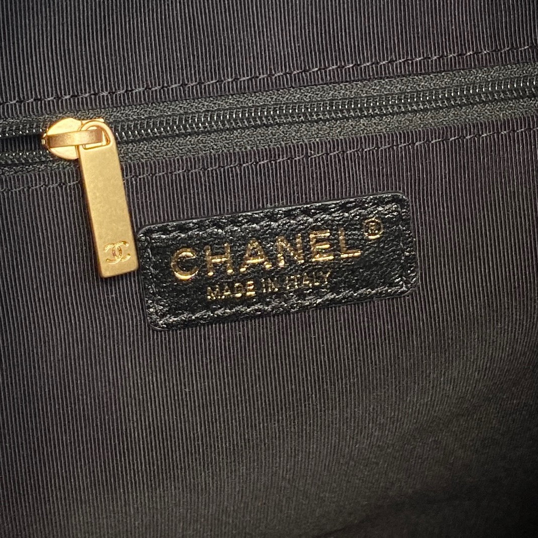 CHANEL 25S HOBO BAG 33 IN BROWN SUEDE AND BLACK CALFSKIN WITH GOLD HARDWARE