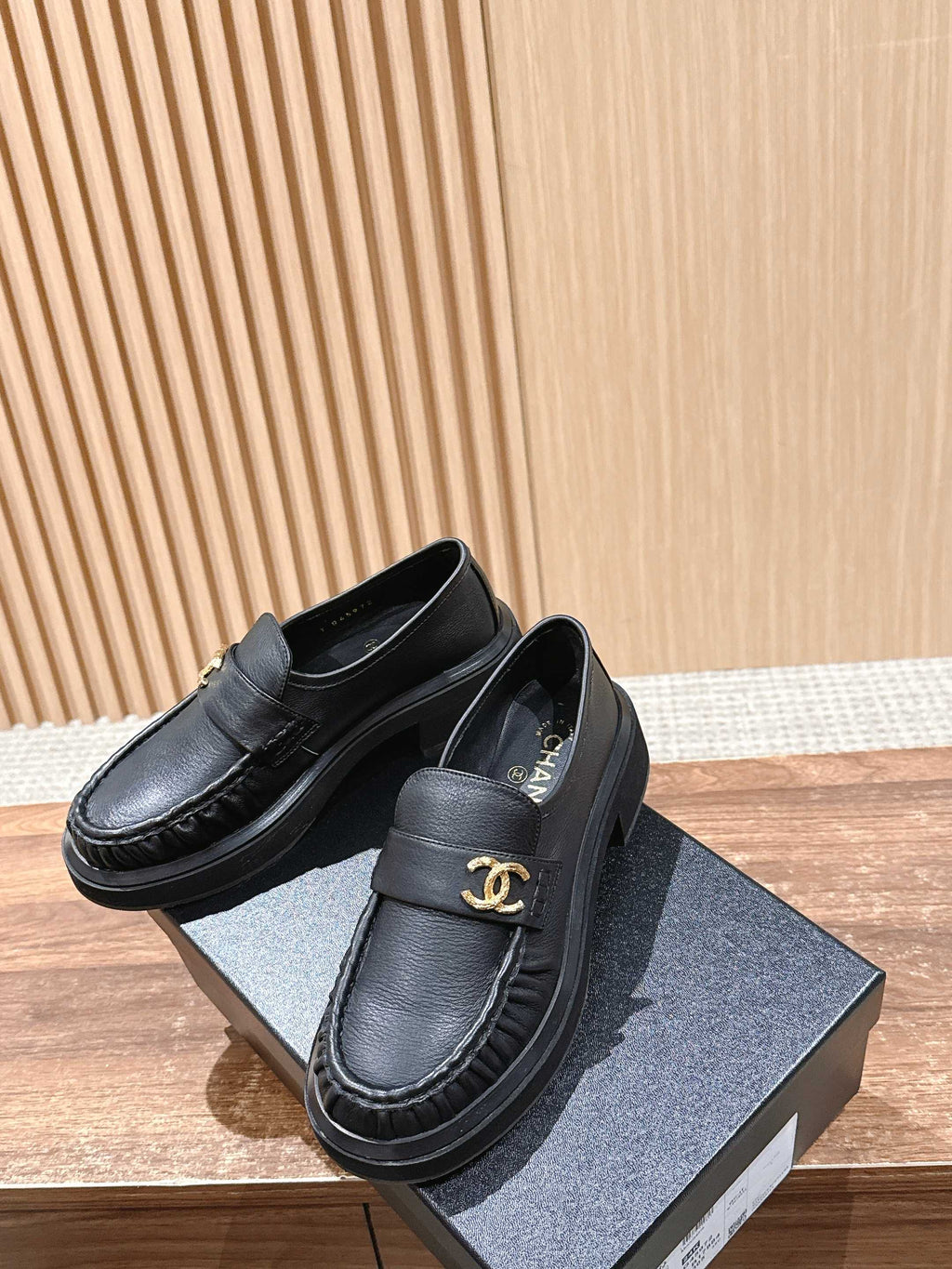 CHANEL 25S DOUBLE MONK STRAP PLEATED LOAFERS BLACK IN CALFSKIN