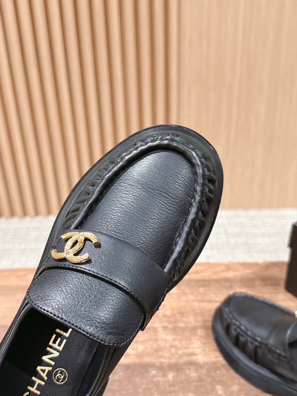 CHANEL 25S DOUBLE MONK STRAP PLEATED LOAFERS BLACK IN CALFSKIN