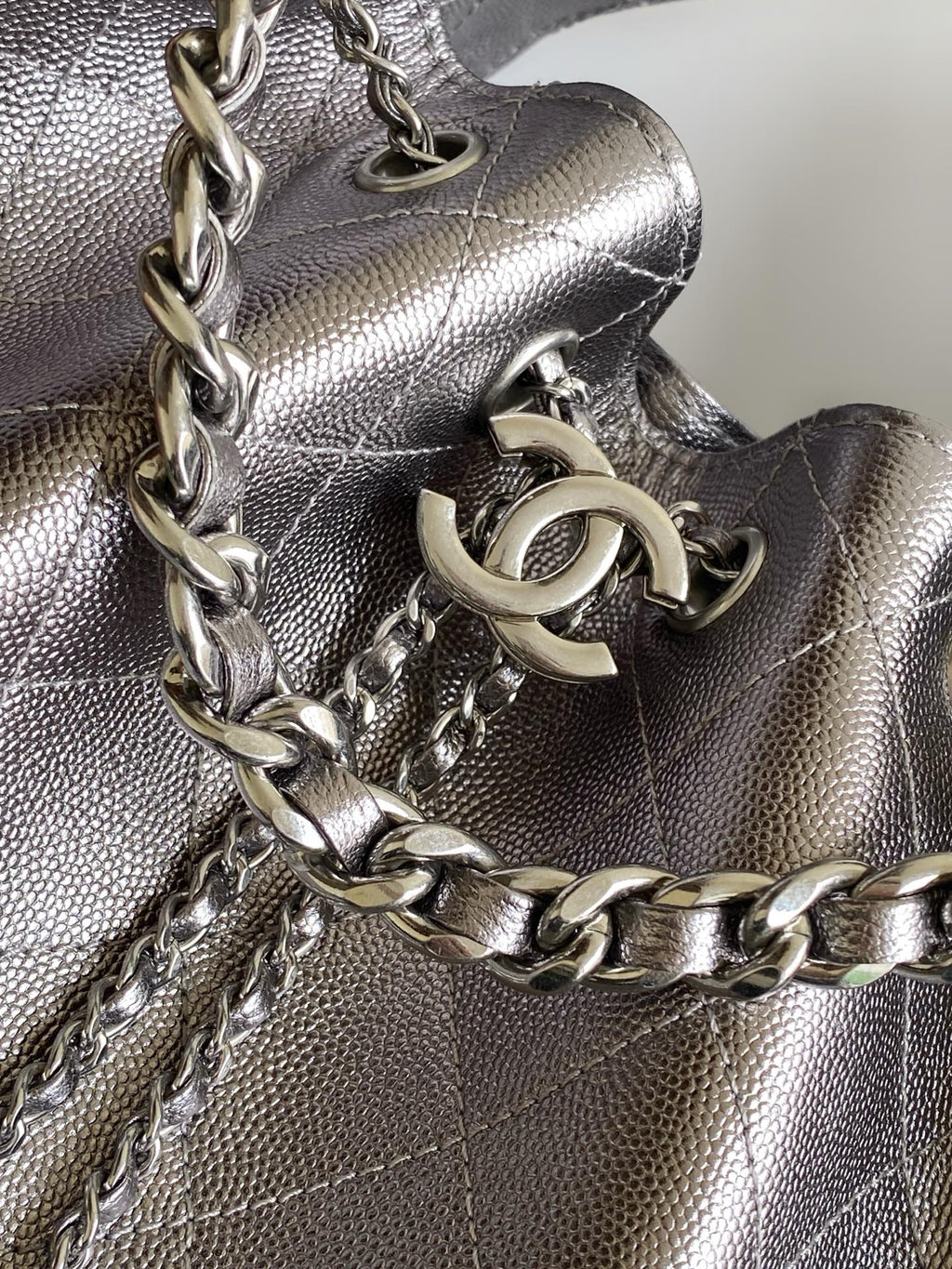 CHANEL 25S HOBO BAG 30 IN LILAC SILVER METALLIC CAVIAR