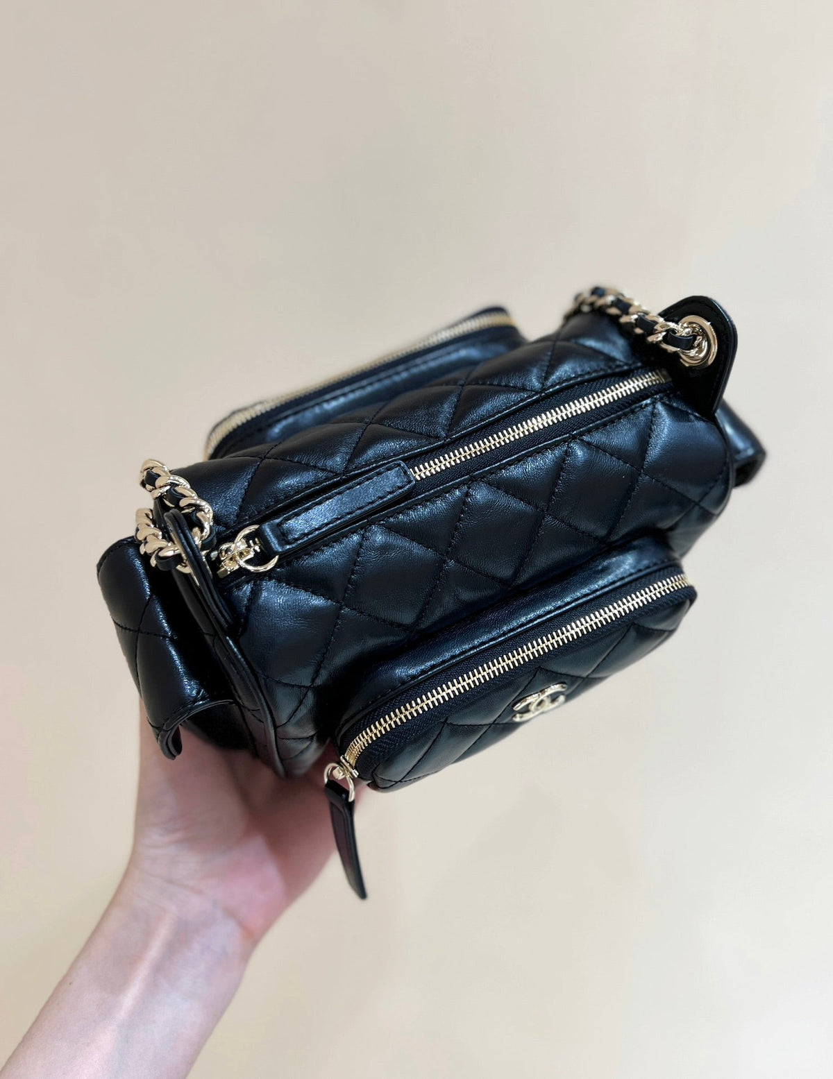 CHANEL CAMERA BAG 23 IN CONGO BLACK SHINY CALFSKIN