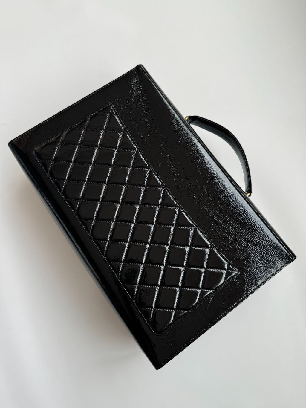 CHANEL 25S TOP HANDLE BAG 36 CM IN BLACK LAMBSKIN WITH GOLD HARDWARE